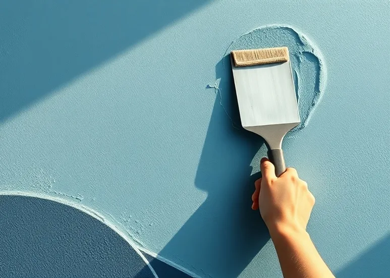Application d'un enduit décoratif à la lisseuse sur un mur