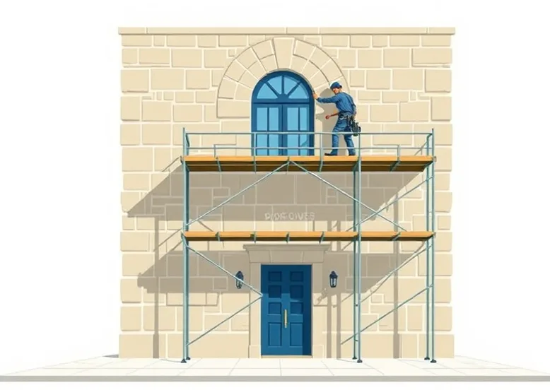 Ravalement de façade en pierre, nettoyage et application d'enduit